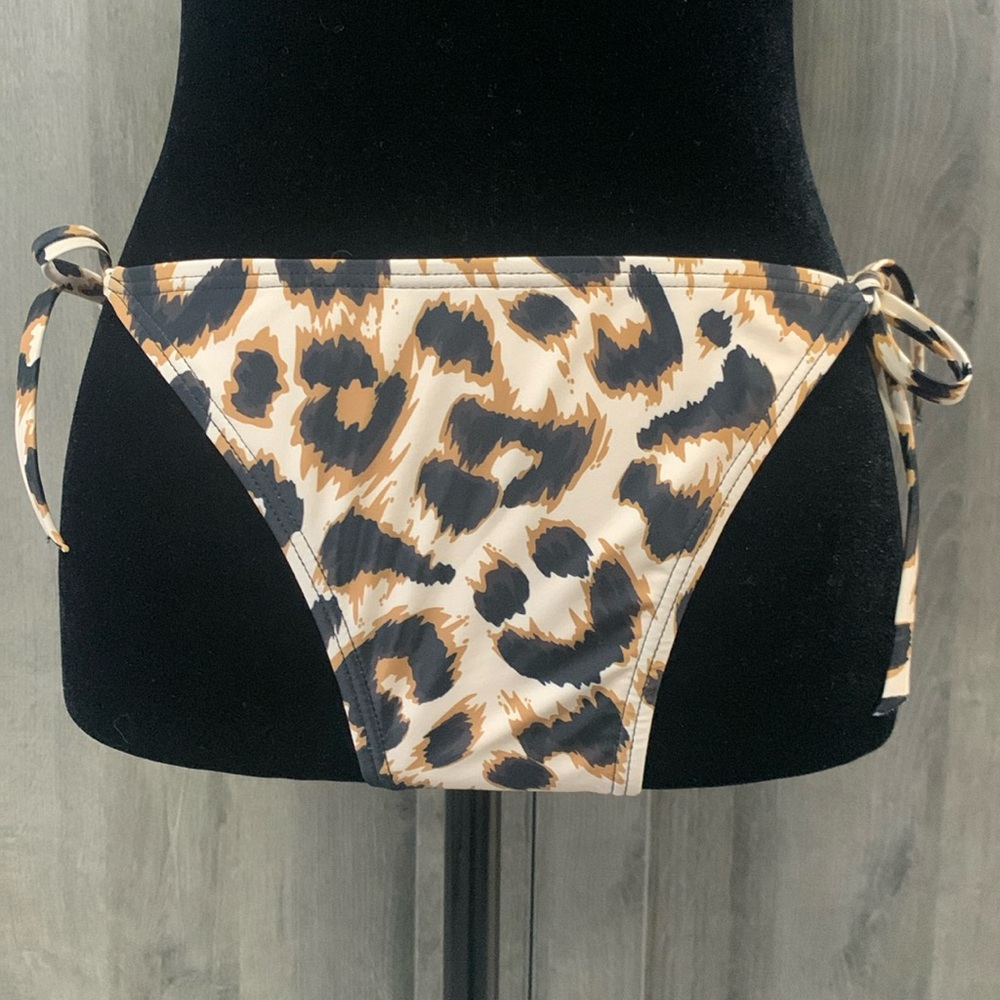 New Without Tags String Tie Bikini Bottom Cheetah Print Women's Size Small
